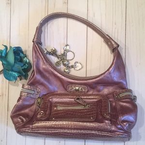Kathy Van Zeeland lilac leather shoulder bag